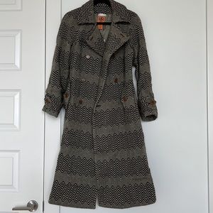 Tory Burch brown chevron print wool pea coat